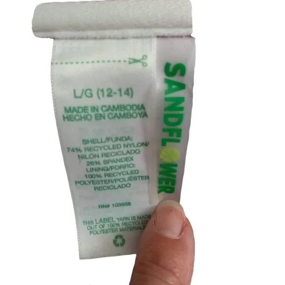 SANDFLOWER Bandeau Swim Top Tye Dyed Canyon Pink Color Women's Size L(12… - Picture 6 of 11